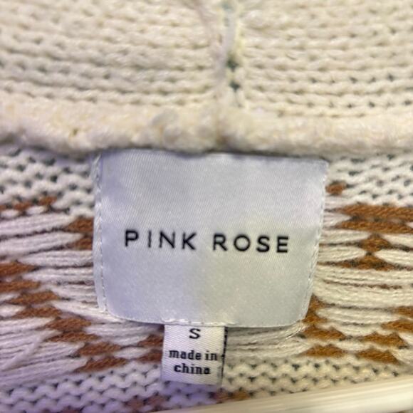 Pink Rose Women's Beige and Brown Geometric Patterned Long Cardigan Size S - Picture 2 of 7